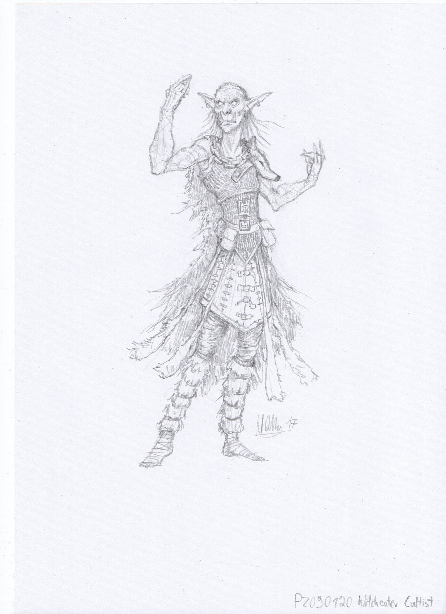 Witcheater Cultist - Male Hobgoblin - Pencil Sketch