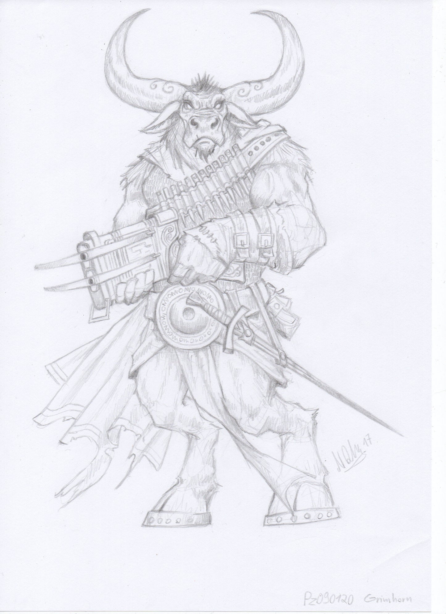 Grimhorn - Minortaur - Pencil Sketch